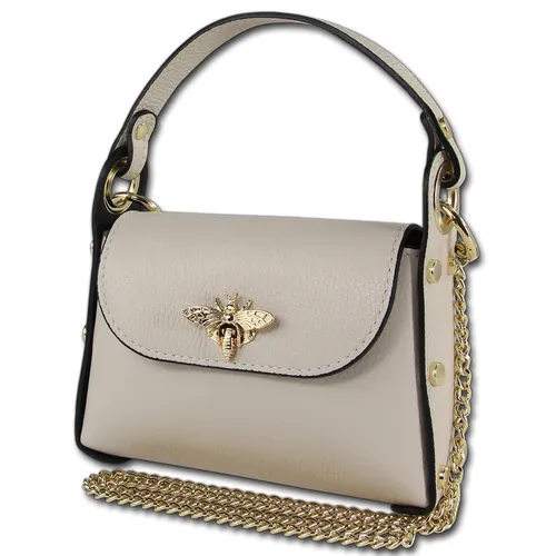 Toscanto Damen Umhängetasche aus echtem Leder - Handtaschen aus feinem Kalbsleder, stilvolles Design in Beige, Größe ca. 19x14x6,5 cm - ideal für den täglichen Gebrauch.
