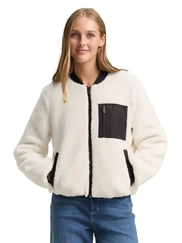 Tom Tailor Denim Damen Teddy-Jacke mit Bomberkragen