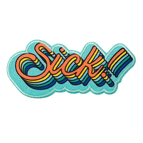 Mono Quick 08068 Sick! Schriftzug Bügelbild, Patch, ca. 4,2 x 9 cm