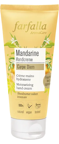 Farfalla Mandarine Handcreme - Handcreme mit Bio-Sheabutter, spendet intensive Feuchtigkeit und schützt die Haut, ideal für geschmeidige und wohlgepflegte Hände.