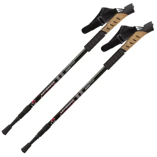MidGard Teleskop Nordic-Walking-Stöcke, Antischock - Walkingstöcke aus Aluminiumlegierung mit ergonomischen Korkgriffen, leicht und ideal für Wanderungen, inkl. Transporttasche.