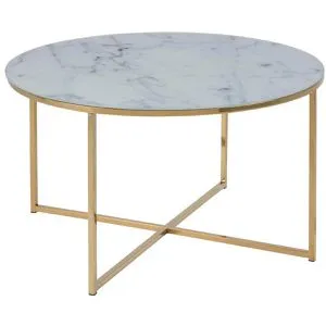 Couchtisch ALISMA - Weiß-Goldfarben mit Marmoroptik - Tische & Stehtische - Stilvoller Sofatisch mit Glamourfaktor in edler Marmoroptik und goldfarbenen Akzenten, ideal für moderne Wohnräume.