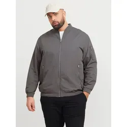 Jack & Jones PlusSize Bomberjacke JJERUSH BOMBER NOOS PLS 6XL - Funktionsjacke in grau mit Reißverschlusstaschen, pflegeleicht und schnell trocknend, ideal für modebewusste Plus-Size-Träger.