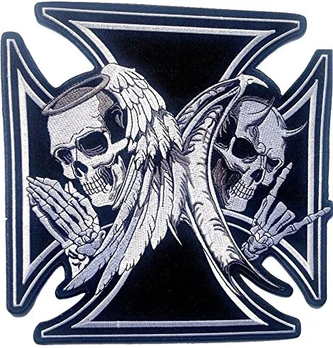 Skull-Aufnäher-Kreuz-Patches-Applikation-Stickerei-groß für Jeans-Jacke-n Kleidung Aufbügler zum aufbügeln 