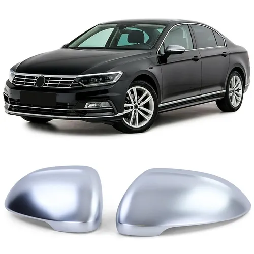 Spiegelkappen Silber Matt für VW Passat B8 - Außenspiegelkappen im RS Look, perfekt für einen Fahrzeug-Upgrade mit passgenauer Qualität, ideal für VW Passat Limo und Variant ab 2014.