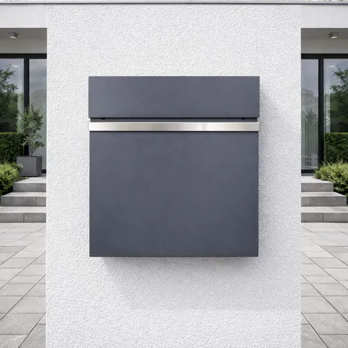 Briefkasten Mailbox Design Zeitungsfach Zeitungsrolle Stahl Anthrazit