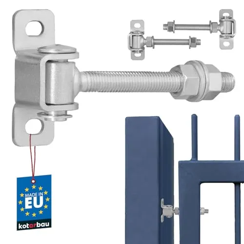 KOTARBAU® 2er Set Torangel - Einstellbar - 115 mm M12 - Scharniere für Gartentor - Stahl - Torband - mit Anschraubplatte - Schwerlastscharnier - Torbänder