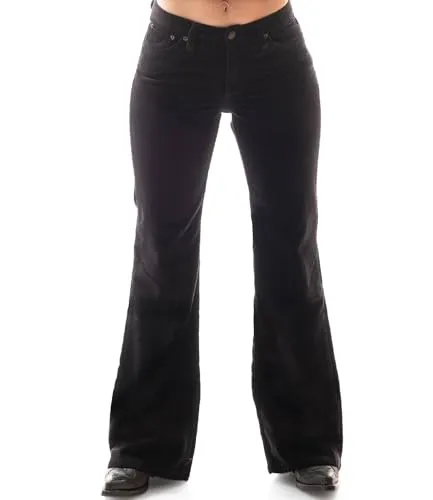 COMYCOM Schwarze Damen Cordhose mit Bootcut Schlag 40/34