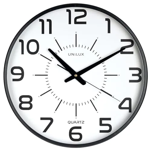 Unilux Wanduhr Maxi Pop, lautlos, Ø 37,5 cm - Wanduhr in modernem Design mit lautlosem Uhrwerk und eleganter schwarzer Rahmenfarbe. Ideal für ruhige Räume, sorgt für eine stilvolle Zeitansage.