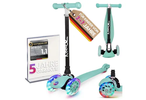 kinnaz ONE, Premium Kinderroller mit LED Rädern in türkis von Kinnaz