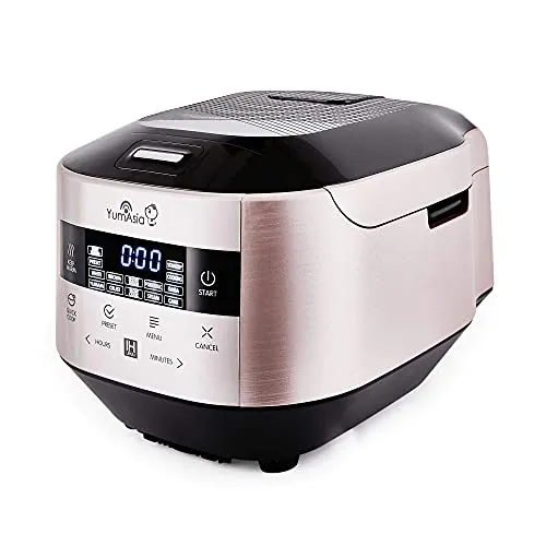 Yum Asia Bamboo Reiskocher mit Induktionsheizung (IH) und Keramikschale, 7 Reiskochfunktionen, 4 Multikocherfunktionen, Motouch LED-Anzeige (1,5 Liter) 220-240V Europa Power (Champagne Rose)
