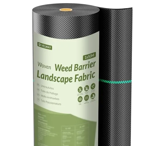 Velway Unkrautvlies Garten Extra Stark 1x50M in schwarz von Velway