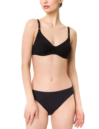 Produktbild BeeDees Damen Bügel-BH Rock'n'Roll W (3-er Pack) schwarz, 75C im Dreierpack, aus 100% Baumwolle, mit Bügel für Komfort und Halt Verstellbare Träger