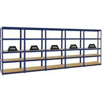 PROREGAL® Schwerlastregal MegaDeal 5x Slim Elephant 180x90x45cm - Schwerlastregal Set mit 5 Regalen, je 350 kg Traglast pro Ebene. Ideal für Werkstätten, einfache Steckmontage ohne Werkzeug. Flexibel kombinierbar und auch als Werkbänke nutzbar.