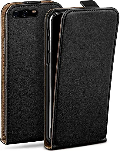 moex Flip Case für Huawei P10 Hülle klappbar mit 360 Grad Schutz, Handyhülle mit Displayschutz, PU Leder Handytasche Lederhülle, Flip Case Cover Klapphülle, Schwarz