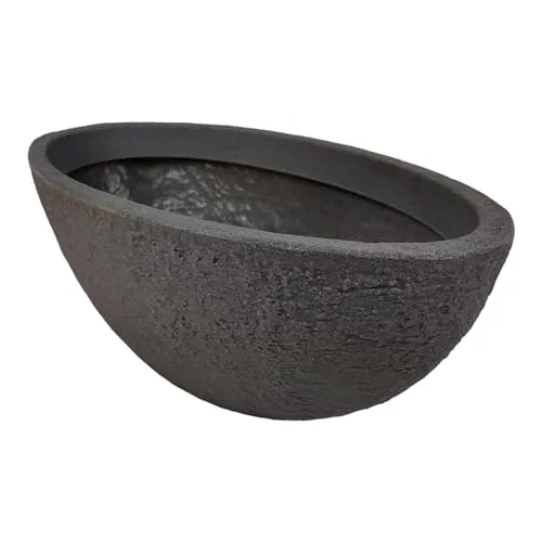 SESUA Pflanzschale oval grau 60cm - Garten-Zubehör, frostfest und UV-beständig, ideal für Innen- und Außenbereich mit flexibler Abfließ-Funktion.