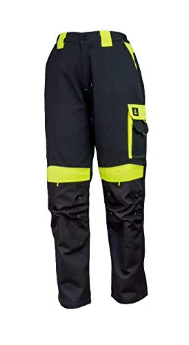 Arbeitshose Bauarbeiter-Hose URG-Y-SP Gr. 56 - Gelb/Schwarz - Arbeits- & Schutzkleidung: Strapazierfähige Warnhose mit gelben Warnelementen und 6 funktionalen Taschen für optimale Sichtbarkeit und Stauraum. Ideal für Bauarbeiter!