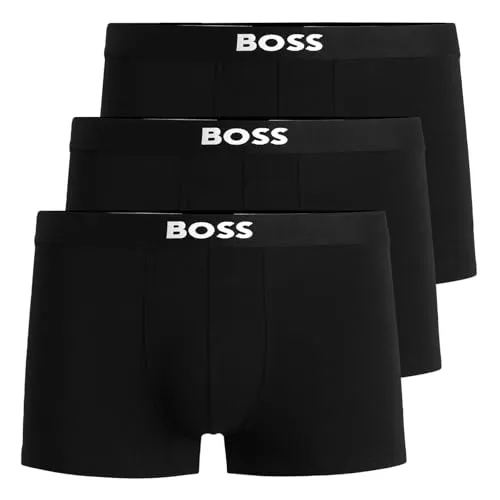 BOSS Herren Trunk 3p One Trunk, Black 001, XXL - Herren-Boxershorts mit mittlerer Bundhöhe, sichtbar elastischem Bund und bequemem Baumwoll-Jersey für optimalen Tragekomfort.