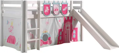 Spielbett >PINO< in Kiefer massiv weiß lackiert - 210x114x218 (BxHxT)