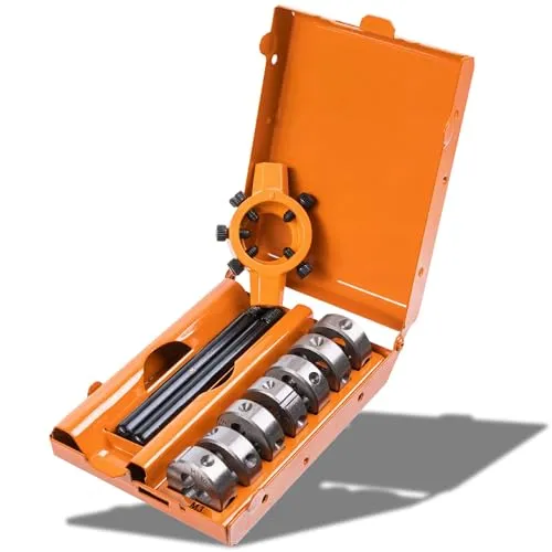 RICHMANN PREMIUM Schneideisenset Gewindeschneidersatz (M3-M12) - 8-teilig aus Si-Cr Federstahllegierung, DIN 223 Norm