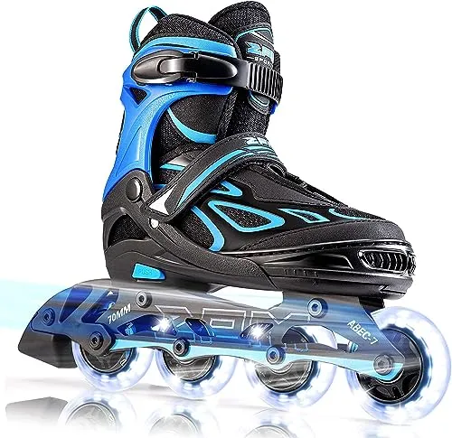 2PM SPORTS Verstellbare Inliner für Kinder und Erwachsene – Leuchtende Skates (Blue S)