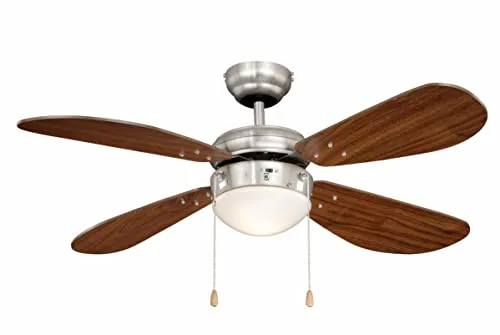 aireRyder Deckenventilator Classic 105 cm Nickel/Nussbaum - Eleganter Deckenventilator mit 105 cm Durchmesser, ideal für effiziente Luftzirkulation und angenehme Raumtemperatur. Mit 3 Geschwindigkeiten und Vorwärts-/Rückwärtslauf für Sommer- und Winterbetrieb.