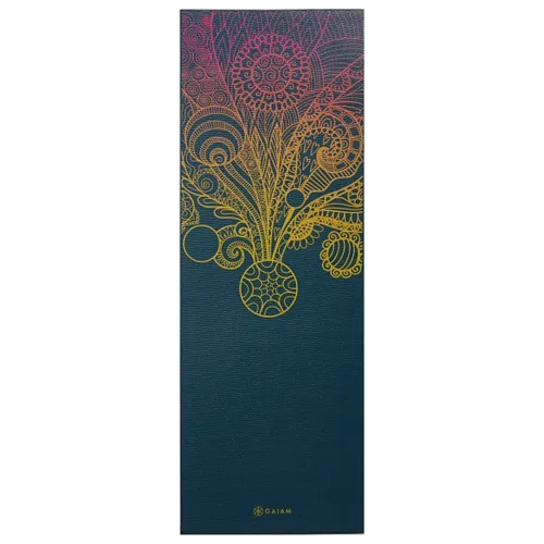 GAIAM 4 mm Classic Printed Yoga Mat - Yogamatte mit Mandala Print - Yoga- & Gymnastikmatte in Blau, 61 x 173 x 0,4 cm; rutschfeste Oberfläche für sicheren Halt während der Übungen.
