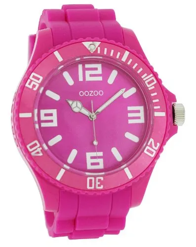 Oozoo Unisex-Armbanduhr Silicone Collection Analog Silikon pink C4166 - Damen Armbanduhr mit pinkem Silikonband und spritzwassergeschütztem Gehäuse, ideal für einen trendigen Look im Alltag.