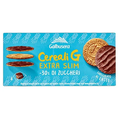 Cereali G Extra Slim Latte Biscotti ai cereali Milchschoko Kekse 1 x 120g | Con copertura al cioccolato, 4 monoporzioni da 30g; knusprig für Pause, Kaffee und unterwegs, Gesamtnettogewicht 120 g