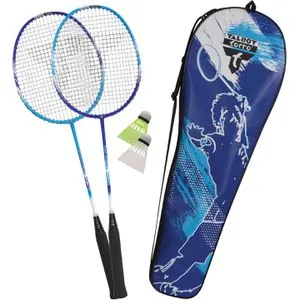 Talbot-Torro Badmintonschläger 2-Fighter Pro Set - 5-teiliges Badminton-Set für 2 Spieler mit 2 Schlägern, 2 Bällen und Tragetasche. Schläger aus Graphit-Composite für mehr Flexibilität und Power, ideal für Allround-Spieler.