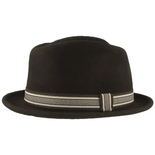Breiter Rollbarer Filzhut Diamond Wollhut Wasserabweisend Pork Pie Hut knautschbar Schwarz Garnitur M