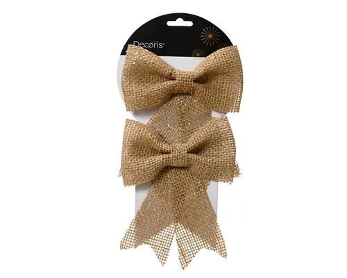 Kaemingk Christbaumschmuck, Schleifen Jute Optik 17cm 2er Set Braun