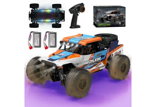 Esun RC-Auto Ferngesteuertes Auto mit 7 Farben Lichtern, 32KM/H RC Auto 1/18 (SET, 2.4GHz Ferngesteuerter Monstertruck), RC Monstertruck Gebürsteter mit Ersatzreifen