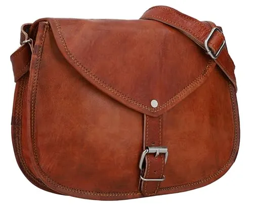 Gusti Handtasche Leder - Charleen Damen Umhängetasche Ledertasche Abendtasche Vintage Braun Leder