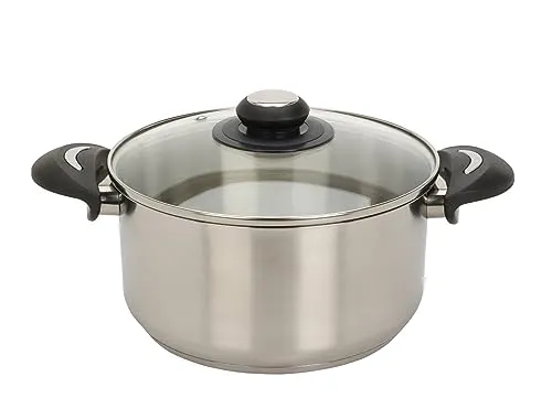Spetebo Edelstahl Kochtopf mit Glasdeckel - 3,5 L - Kochtopf für alle Herdarten, rostfreies Edelstahl, inklusive Glasdeckel mit Dunstloch für optimale Kochbedingungen, spülmaschinenfest und pflegeleicht.