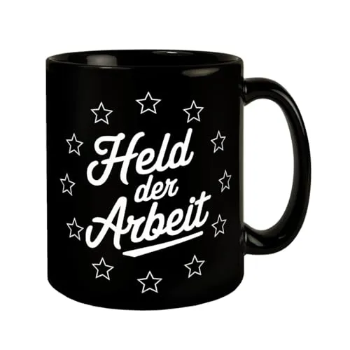 Held der Arbeit Tasse mit Sternen Schwarzer Hintergrund Weiße Stern-Grafiken Zentrale Design