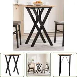 The Living Store Esstisch X-Gestell 50x50x75,5cm Massivholz Kiefer und Gusseisen - Braun