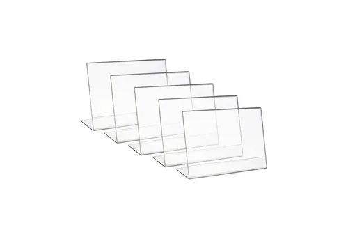 HMF Bilderrahmen 4693 Acryl Tischaufsteller schräg, für 1 Bilder (5 St), L-Ständer DIN A4 Querformat, Glasklar