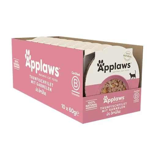 Applaws Katzennassfutter - 100% natürliches Thunfischfilet mit Garnelen, proteinreich und ideal für gesunde Ernährung von Katzen
