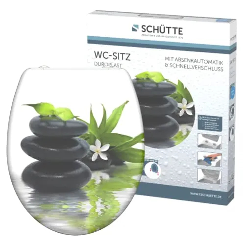 SCHÜTTE WC-Sitz JASMIN mit Absenkautomatik - Robuster Duroplast Toilettendeckel mit 175kg Belastbarkeit, Schnellverschluss für einfache Reinigung und Absenkautomatik für sanftes Schließen.