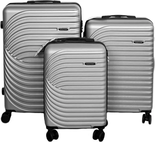 Reisekofferset 3-teilig Hartschale Silber-Grau mit 360° Rollen