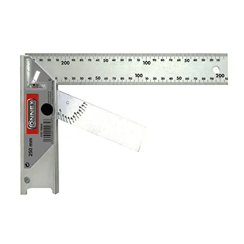 Conmetall Meister Werkzeugset Schreinerwinkel 250mm Alu mit Anschlag - Präziser Schreinerwinkel aus Aluminium, ideal für exaktes Messen und Anzeichnen. Perfekt für Handwerker und DIY-Projekte.