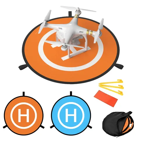 Drohnenlandeplatz 5tlg. Set Zubehör Helikopterstartfläche Nylon Orange Blau 75cm