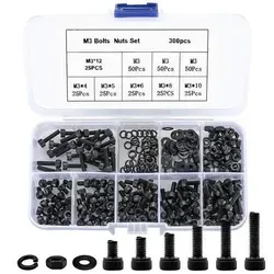 Schrauben Muttern Set Unterlegscheiben Hex M3 Schwarz 300