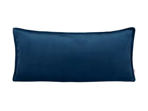 beties - Samt&Sonders-Serie - Kissenhülle ca. 30x70 cm; mit dekorativer Jeansnaht aus deutschem Unternehmen in hochwertiger Qualität, Farbe: Admiral-blau