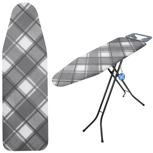 KADAX Bügelbrettbezug mit Elastischem Gummizug, Praktischer Bügelbezug, Bügeltischbezug für Dampfbügeleisen, Ersatzbügeltischbezug (Kariert M)