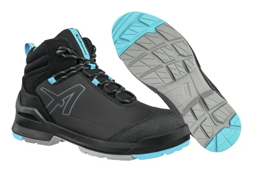 Albatros Sicherheitsschnürstiefel TARAVAL BLACK/BLUE MID, ESD FO SR S3L, Größe 47 - Robuste Sicherheitsschuhe mit ESD-Schutz, ideal für den industriellen Einsatz und maximale Sicherheit am Arbeitsplatz.