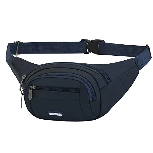 Bauchtasche Damen Herren Mädchen Stylisch Gürteltasche Wasserdicht Einstellbare Bum Hüfte Multifunktionale Hüfttasche Für Running Reise Sport Wanderung & alle Outdoor Aktivitäten (Dunkel Blau)