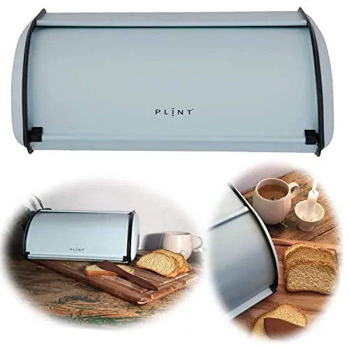 LS-LebenStil Vintage Brotkasten Ice Blau 34cm - Eleganter Brotkasten im Retro-Design für optimale Brotaufbewahrung. Mit Lüftungslöchern und praktischem Roll-Deckel bleibt dein Brot frisch und ansprechend präsentiert. Ideal für jede Küche!
