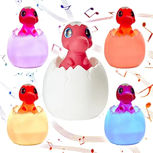 Northpoint LED Akku Nachtlicht mit Schlummermelodien für Kinder mit Fernbedienung Kindernachtlicht, Timerfunktion, Musik 130 Lieder, Touch Sensor, Farbwechsel Energiesparend Dino